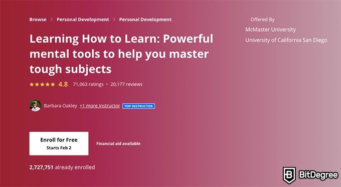 Coursera free courses: Learning How to Learn Course